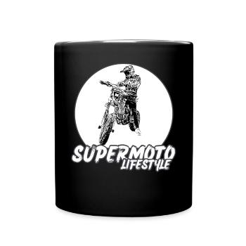 Supermoto / Supermotard / Supermoto Wheelie Biker - Full Colour Mug - black - Front