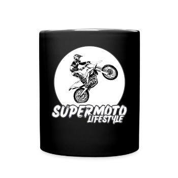 Supermoto / Supermotard / Supermoto Wheelie Biker - Full Colour Mug - black - Front