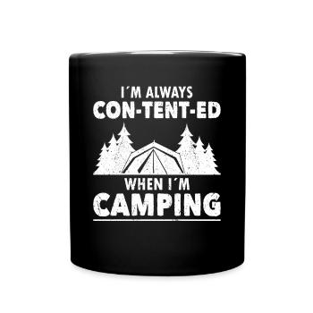 Camper Always Con-tent-ed When Im Outdoor Camping - Tasse einfarbig - Schwarz - Vorne