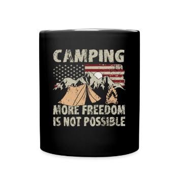 Camping More Freedom Not Possible Outdoor Camper - Tasse einfarbig - Schwarz - Vorne
