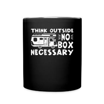 Camping Think Outside No Box Necessary Camper - Full Colour Mug - black - Front