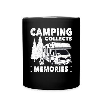 Camping Collects Memories Outdoor Camper - Tasse einfarbig - Schwarz - Vorne