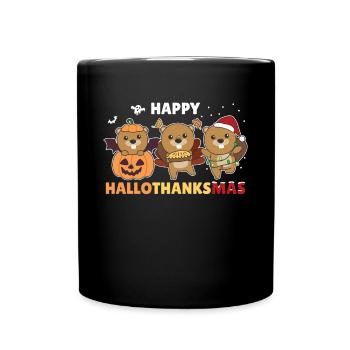 Joyeux Hallothanksmas Castor De Noël Castor - Mug uni - noir - Devant