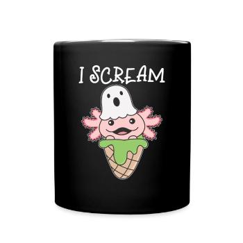 Axolotl Halloween Geist I Scream Eis Wortspiel - Tasse einfarbig - Schwarz - Vorne