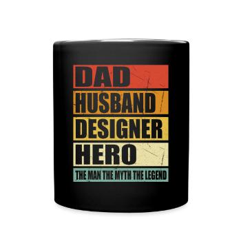 Vater Ehemann Designer Held - Tasse einfarbig - Schwarz - Vorne
