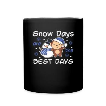 Monkey Snow Days are the best days Winter Snowman - Full Colour Mug - black - Front