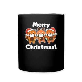 Panda roux Noël Pandas rouges Joyeux Noël - Mug uni - noir - Devant