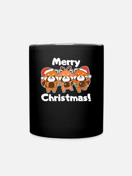 Roter Panda Weihnachts Rote Pandas Merry Christmas - Tasse einfarbig - Schwarz
