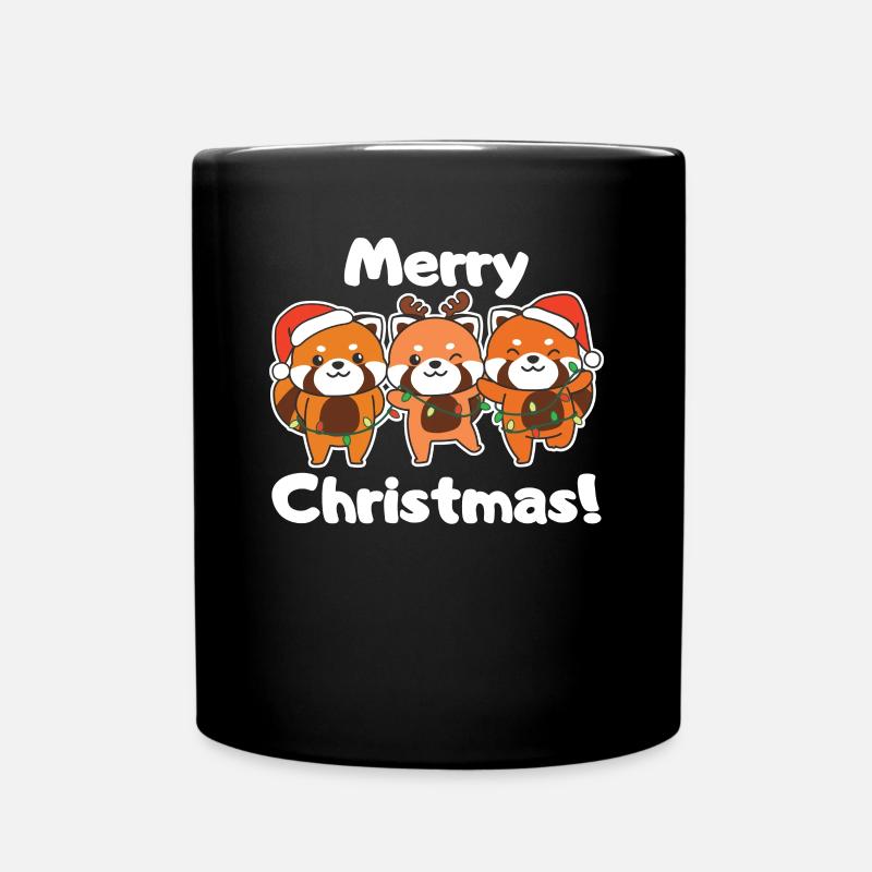 Roter Panda Weihnachts Rote Pandas Merry Christmas - Tasse einfarbig - Schwarz