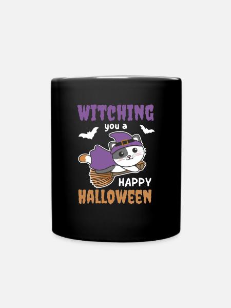 Sorcière Chat Sorcière Sorcières Vous Sorcelant un Joyeux Halloween - Mug uni - noir