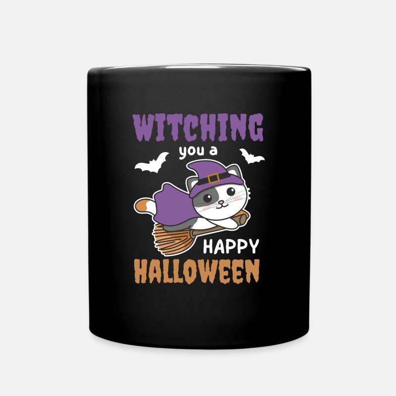 Sorcière Chat Sorcière Sorcières Vous Sorcelant un Joyeux Halloween - Mug uni - noir