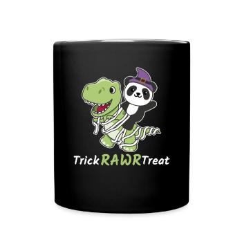 Panda Trick Rawr Treat T-Rex Mummy Costume - Full Colour Mug - black - Front