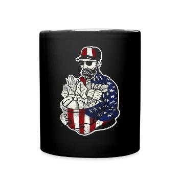 Farming Farmer American Flag Us - Full Colour Mug - black - Front