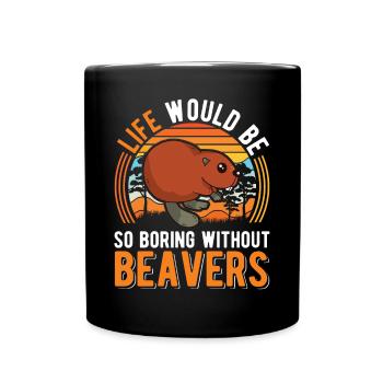 Biber Geschenk Biberdamm - Tasse einfarbig - Schwarz - Vorne
