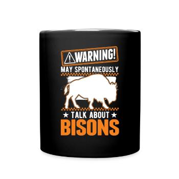 Warning Buffalo Bison Water Buffalo - Full Colour Mug - black - Front