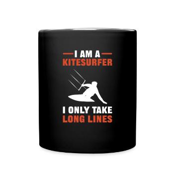 Je ne fais que de longues files d’attente. Kitesurf - Mug uni - noir - Devant