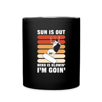The wind is blowing. Kitesurfing And Kiteboarding - Full Colour Mug - black - Front