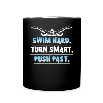 Nager fort Tournez intelligemment et repoussez - Mug uni - noir - Devant