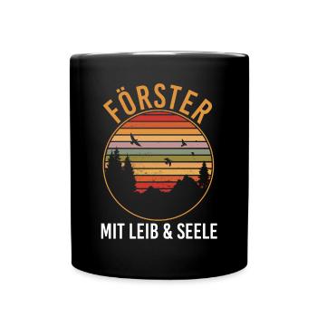 Waldarbeiter Holzfäller Waldarbeit Förster - Tasse einfarbig - Schwarz - Vorne