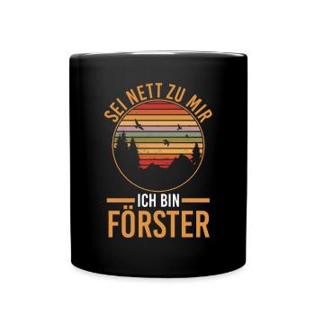 Waldarbeiter Holzfäller Waldarbeit Förster - Tasse einfarbig - Schwarz - Vorne