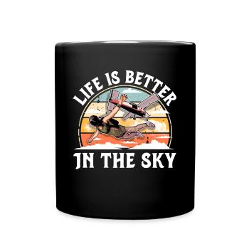 Skydiving Parachutists Parachute - Full Colour Mug - black - Front