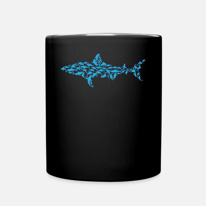 Great White Shark Fish - Sharks Silhouette White S - Tasse einfarbig - Schwarz