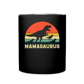 Mamasaurus avec trois enfants - Mama Dinosaur Mamasau - Mug uni - noir - Devant