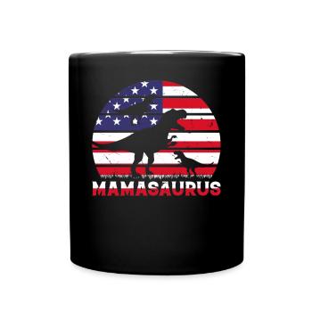 Mamasaurus avec trois enfants - American Flag Mama Di - Mug uni - noir - Devant
