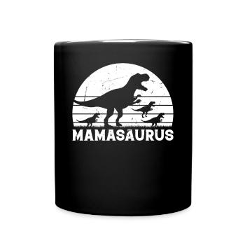 Mama Saurus Dinosaure avec trois enfants - Mamasaurus - Mug uni - noir - Devant