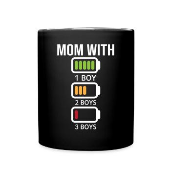 Maman avec trois garçons Batterie vide - Maman avec thre - Mug uni - noir - Devant