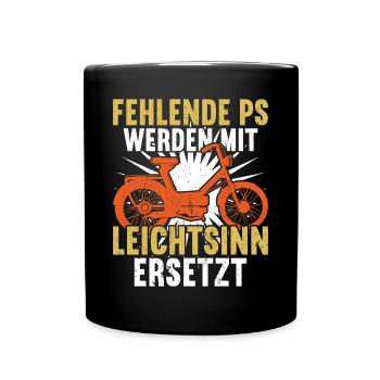 Mofa Mofas Moped Zweirad Mofafahrer Rollerfahrer - Tasse einfarbig - Schwarz - Vorne