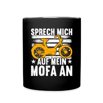 Mofa Mofas Moped Zweirad Mofafahrer Rollerfahrer - Tasse einfarbig - Schwarz - Vorne