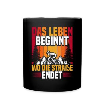 Downhill Cooles Mountainbike MTB Geschenk - Tasse einfarbig - Schwarz - Vorne