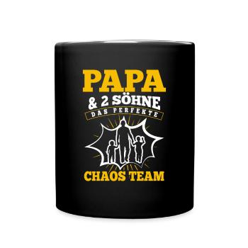 Papa Und Sohn Nicht Immer Auge In Auge Aber Immer - Tasse einfarbig - Schwarz - Vorne