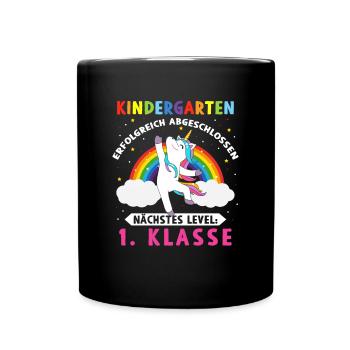 Kindergarten abgeschlossen Nächstes Level 1 Klasse - Tasse einfarbig - Schwarz - Vorne