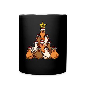 Christmas Tree Chicken - Full Colour Mug - black - Front