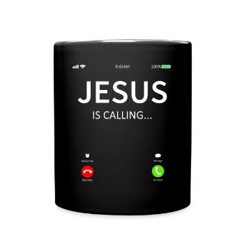 Jesus Is Calling Christian - Full Colour Mug - black - Front