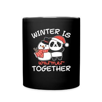Panda L’hiver est plus chaud ensemble Bonhomme de neige - Mug uni - noir - Devant