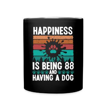 88 Year Old Happiness Dog Dad 88 Birthday Dog Mom - Full Colour Mug - black - Front