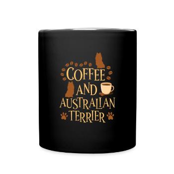 Kaffee und Australian Terrier - Tasse einfarbig - Schwarz - Vorne