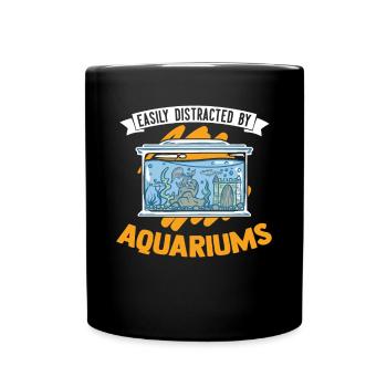 Easily distracted by Aquariums Aquaristik Aquarist - Tasse einfarbig - Schwarz - Vorne