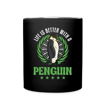 Life is better with a Penguin Pinguin - Tasse einfarbig - Schwarz - Vorne
