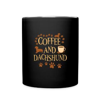 Kaffee und Dackel - Tasse einfarbig - Schwarz - Vorne