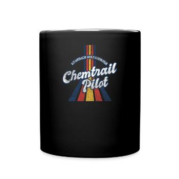 Vintage Retro Chemtrail Pilot Parody Shirt - Tasse einfarbig - Schwarz - Vorne