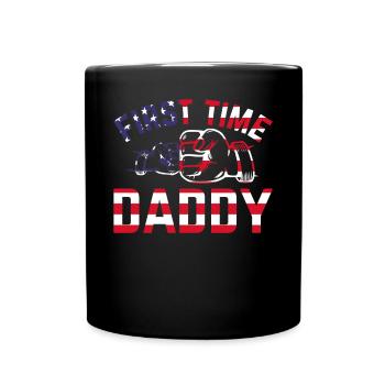 Première fois que papa drapeau américain papa pour être papa P - Mug uni - noir - Devant