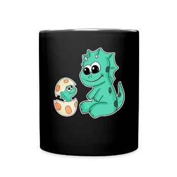 Dinosaurs with Baby Dinosaurs - Full Colour Mug - black - Front