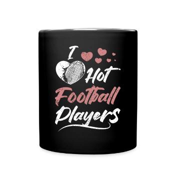 I Hot football players - Tasse einfarbig - Schwarz - Vorne