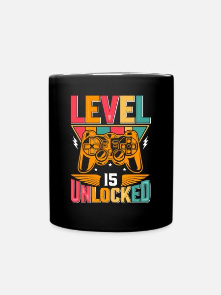 Level 15 Freigeschaltet Awesome seit 2008 Funny Gamer - Tasse einfarbig - Schwarz