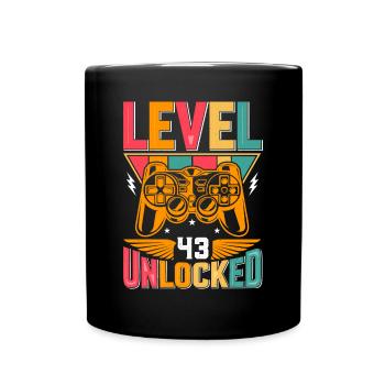 Level 43 Freigeschaltet Awesome seit 1980 Funny Gamer - Tasse einfarbig - Schwarz - Vorne