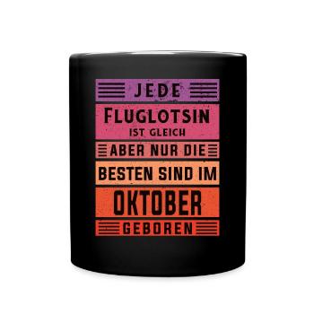 Flugzeug-Lotse Geburtstag Oktober geboren - Tasse einfarbig - Schwarz - Vorne